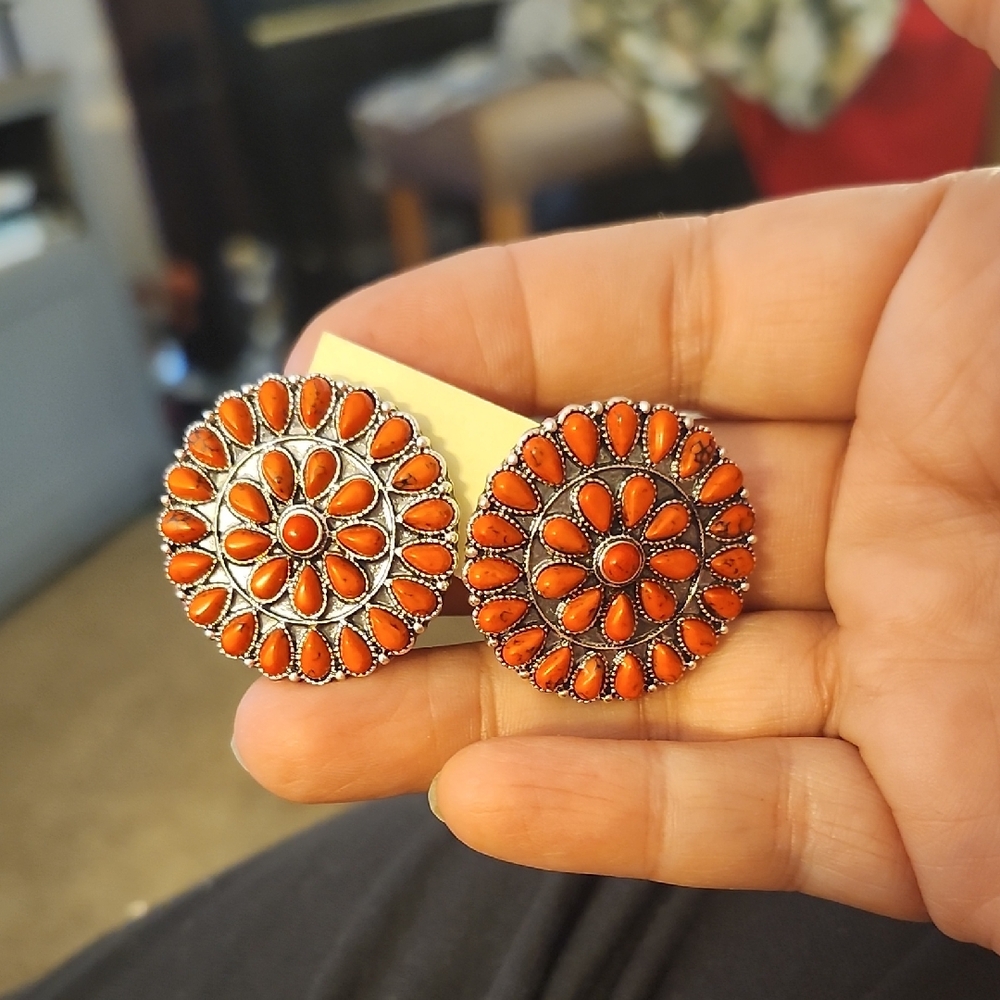 Vibrant Orange Statement Earrings